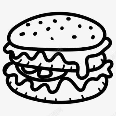 手绘汉堡快餐汉堡图标