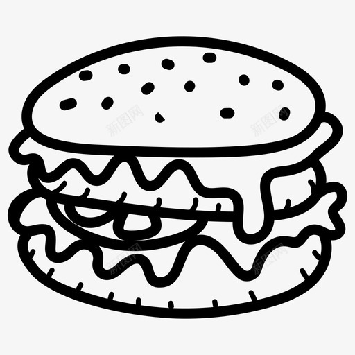 手绘汉堡快餐汉堡svg_新图网 https://ixintu.com 手绘 汉堡 食品 快餐 垃圾 饮料 图标