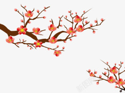 动植物矢量古风红梅传统绘画手绘梅花动植物壁纸动植物壁纸高清图片