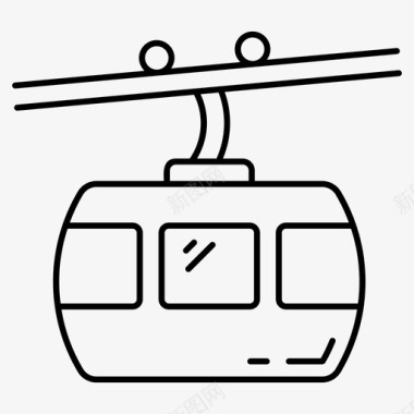 缆车滑雪缆车运输矢量线图标图标