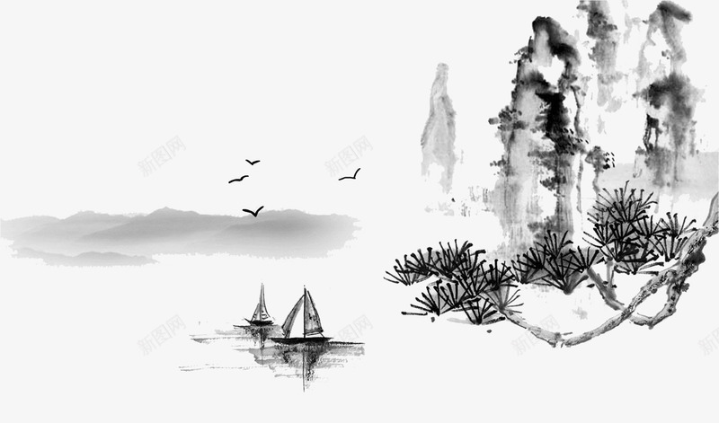 中国古风水墨山水免扣透明插画后期美化PS设计84中png免抠素材_新图网 https://ixintu.com 中国 古风 水墨 山水 免扣 透明 插画 后期 美化 PS 设计