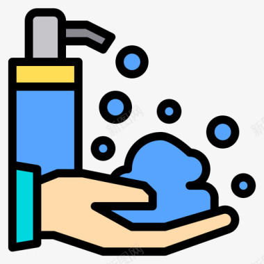 泡沫洗手44线性颜色图标