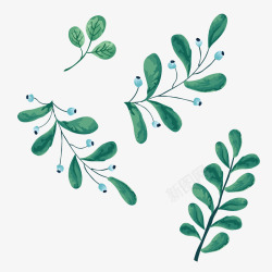 矢量绿色水彩手绘植物叶脉装饰壁纸装饰壁纸素材