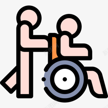 残疾人残疾人援助24线性颜色图标
