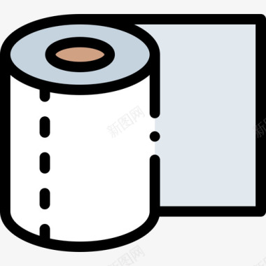 卫生纸卫生纸和感染1线性颜色图标
