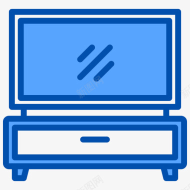 电视桌家具和装饰4蓝色图标