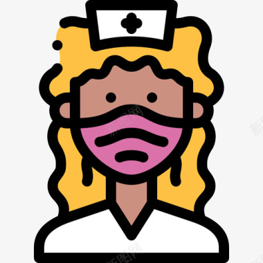 护士带医用面罩的化身1线性颜色图标