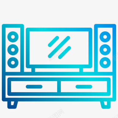 家庭影院家具和装饰3线性梯度图标