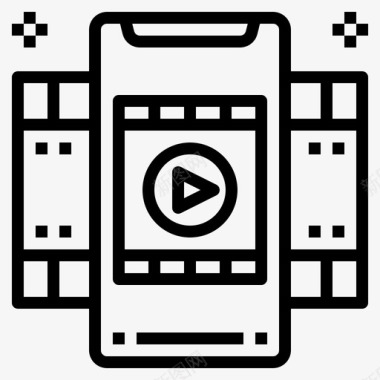 视频智能手机应用程序20线性图标