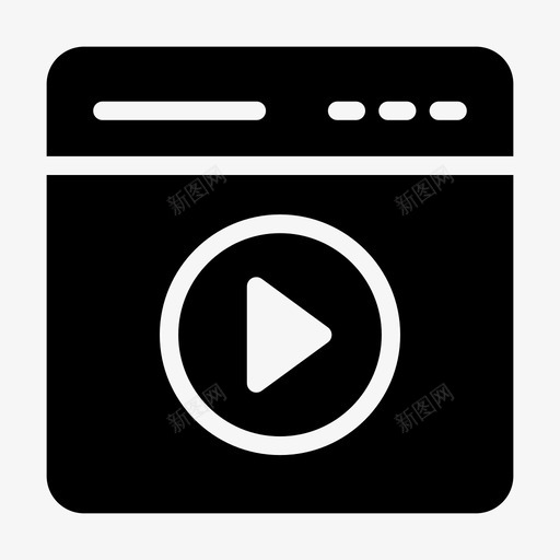 网页视频广告营销svg_新图网 https://ixintu.com 网页 视频 广告 营销 播放 媒体 字形