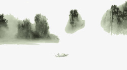 中国古风水墨山水免扣透明插画后期美化PS设计228素材