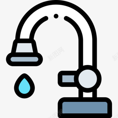 水龙头厨房156线性颜色图标