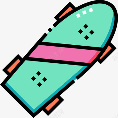 滑板夏季192线性颜色图标