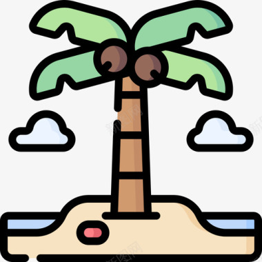 椰子树天气359线形颜色图标