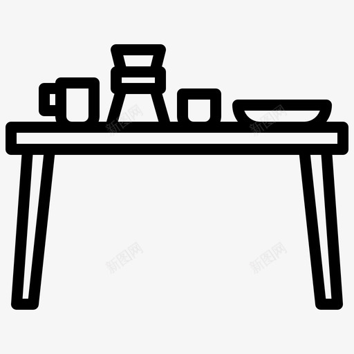 咖啡桌家具和装饰1线性svg_新图网 https://ixintu.com 咖啡 家具 装饰 线性