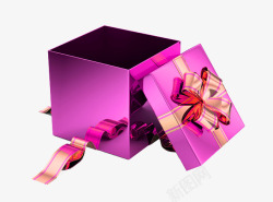 00395一个紫色的圣诞节立体礼物盒子创意设计S气素材
