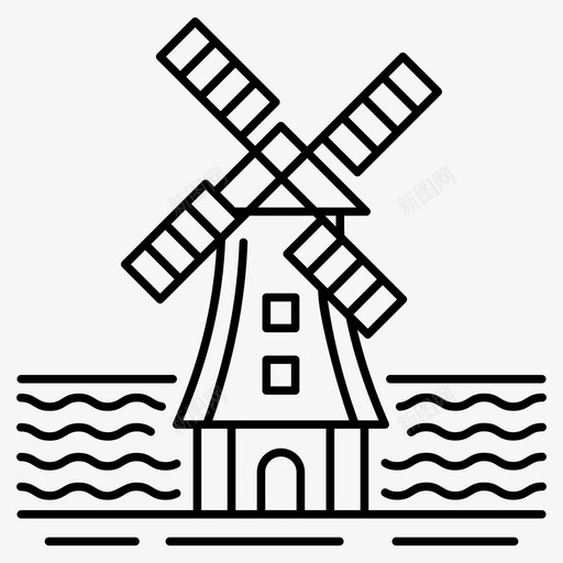 kinderdijkhollandwindmillerkinderdijkwindmillersvg_新图网 https://ixintu.com kinderdijk windmiller holland 荷兰 地标 室内 建筑 矢量 矢量图 图标