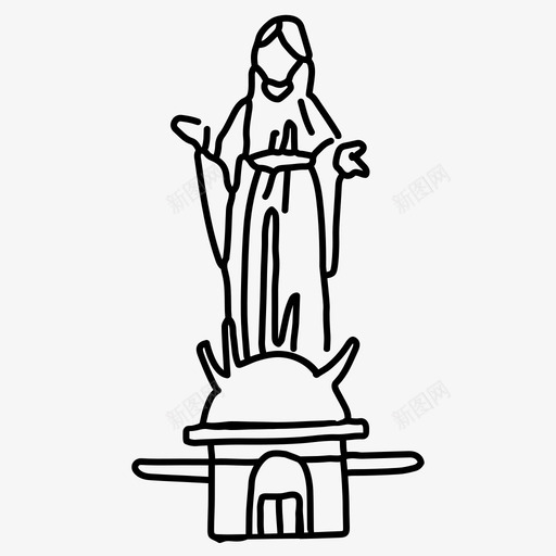 圣克里斯托瓦尔山智利素描svg_新图网 https://ixintu.com 克里斯托 瓦尔山 智利 素描 雕像 圣母 玛利亚 世界 地标 建筑 科纳