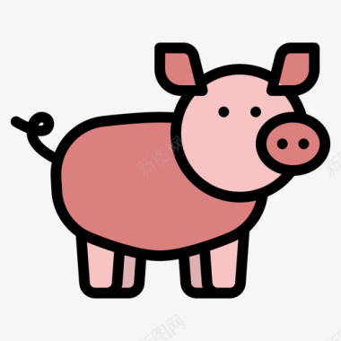 猪农场90线性颜色图标