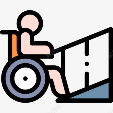 坡道残疾人援助24线形颜色图标
