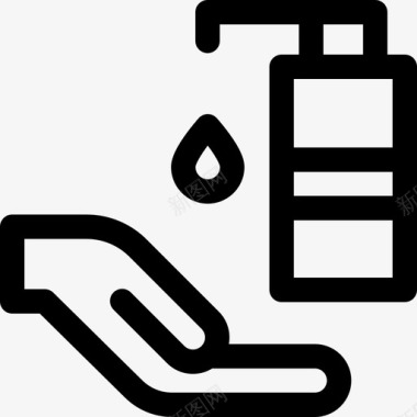 洗手液社交距离13线性图标