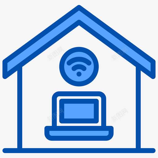 Wifi在家工作90蓝色svg_新图网 https://ixintu.com Wifi 在家 工作 蓝色