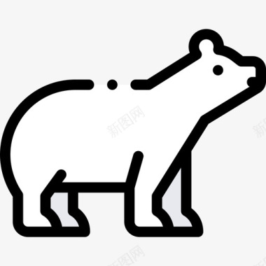 北极熊动物108线形颜色图标