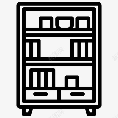 书柜家具和装饰1线性图标
