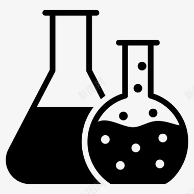 实验室化学测试化学烧瓶实验室玻璃器皿图标