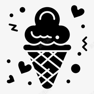 日期冰淇淋爱情图标