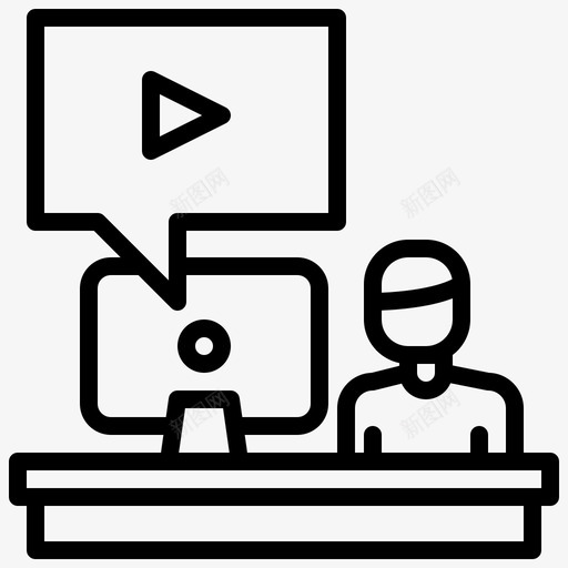 视频会议在家工作89线性svg_新图网 https://ixintu.com 视频会议 在家 工作 线性