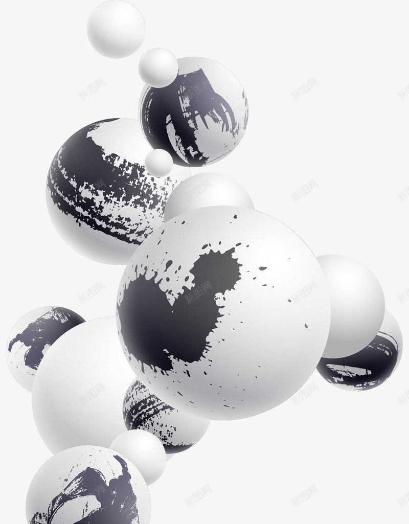 三维立体漂浮白色泼墨球png免抠素材_新图网 https://ixintu.com 三维 漂浮 球 白色 立体 透明