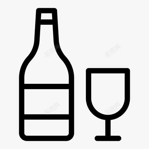酒瓶玻璃酒饮料svg_新图网 https://ixintu.com 酒瓶 玻璃 饮料 食品 线雕文