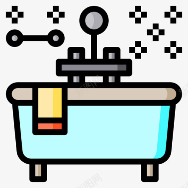 浴缸清洁162线性颜色图标