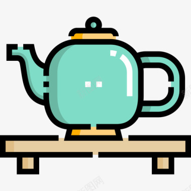 茶壶家居用品50线颜色图标