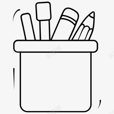 铅笔盒绘图工具素描设备图标