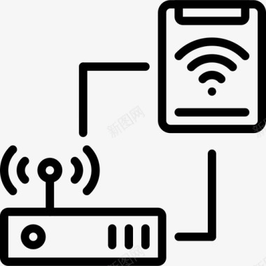 智能手机和路由器wifi热点互联网图标