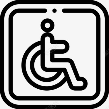 残疾人标志残疾人援助23直线图标