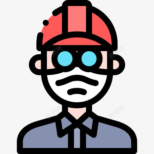 工程师带医用面罩的头像1线性颜色svg_新图网 https://ixintu.com 工程师 医用 面罩 头像 线性 颜色