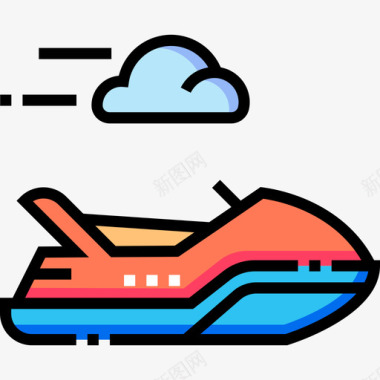 摩托艇夏季192线性颜色图标