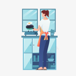 烹饪图烹饪烘焙食物的女士扁平化UI人物图免扣扁平等距插画高清图片