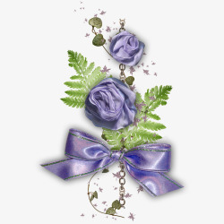 紫色飘逸丝带编制的花朵素材