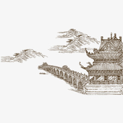 中国古风水墨山水免扣透明插画后期美化PS设计232素材