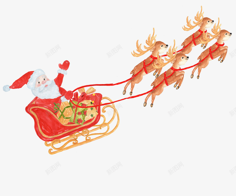 圣诞老人平安礼物派送雪橇淡彩装饰壁纸装饰壁纸png免抠素材_新图网 https://ixintu.com 装饰 壁纸 圣诞老人 平安 礼物 派送 雪橇 淡彩
