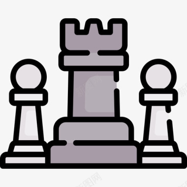 棋子家中休闲活动10个线条色彩图标