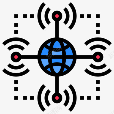 无线连接通信246线性彩色图标