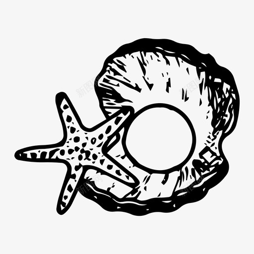 贝壳和海星手绘海洋svg_新图网 https://ixintu.com 贝壳 海星 手绘 海洋 水下 世界