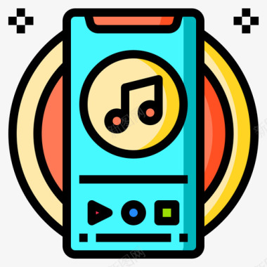 音乐应用程序智能手机应用程序22线性颜色图标