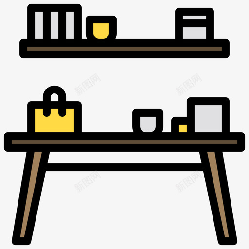 客厅家具和装饰2线颜色svg_新图网 https://ixintu.com 客厅 家具 装饰 颜色