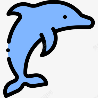 海豚动物108线性颜色图标